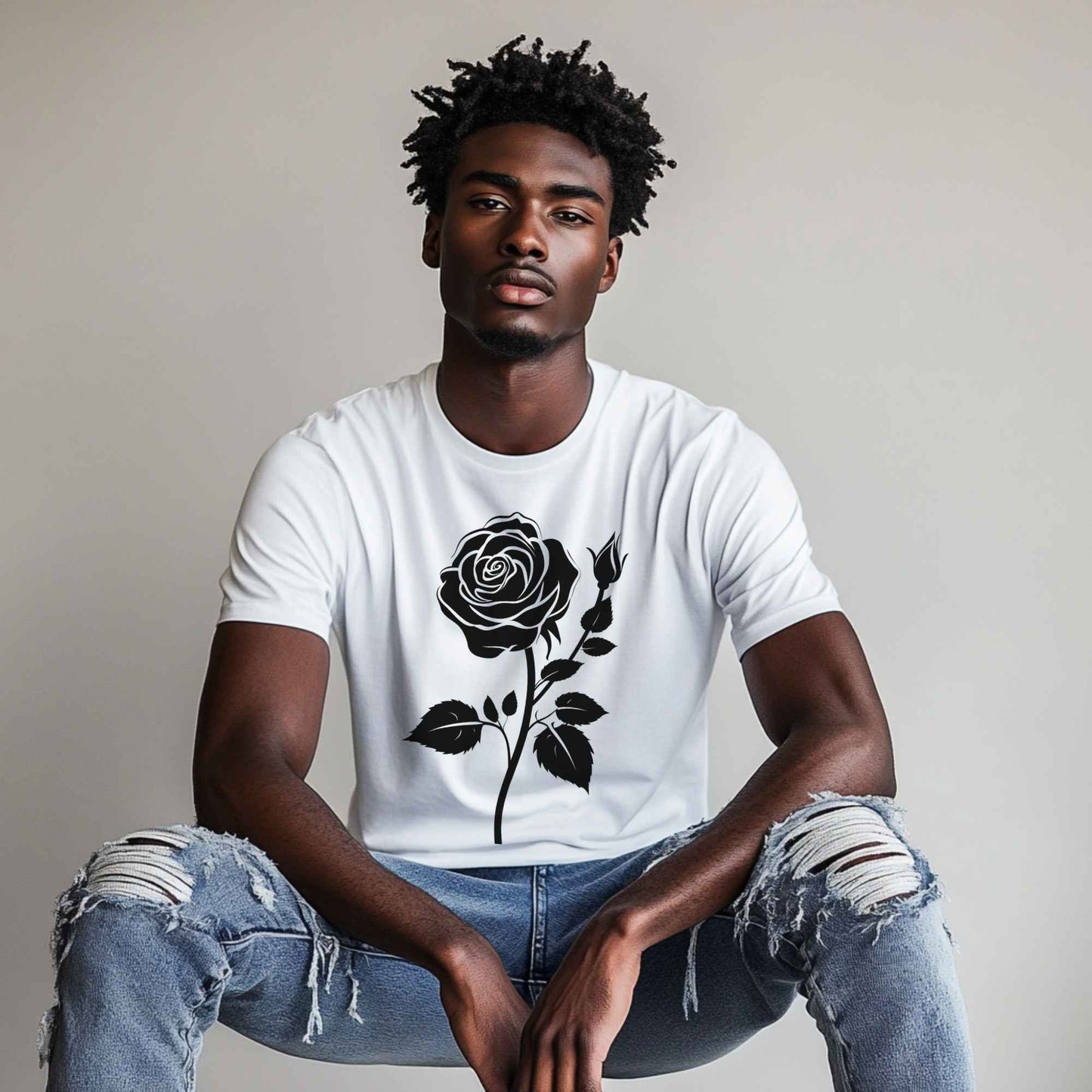 Black Rose Minimalist T-Shirt